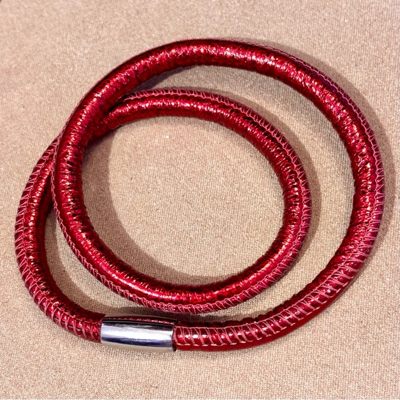 Brighton Double Sparkle Woodstock bracelet Red leather Holds beads & charms - Picture 2 of 10